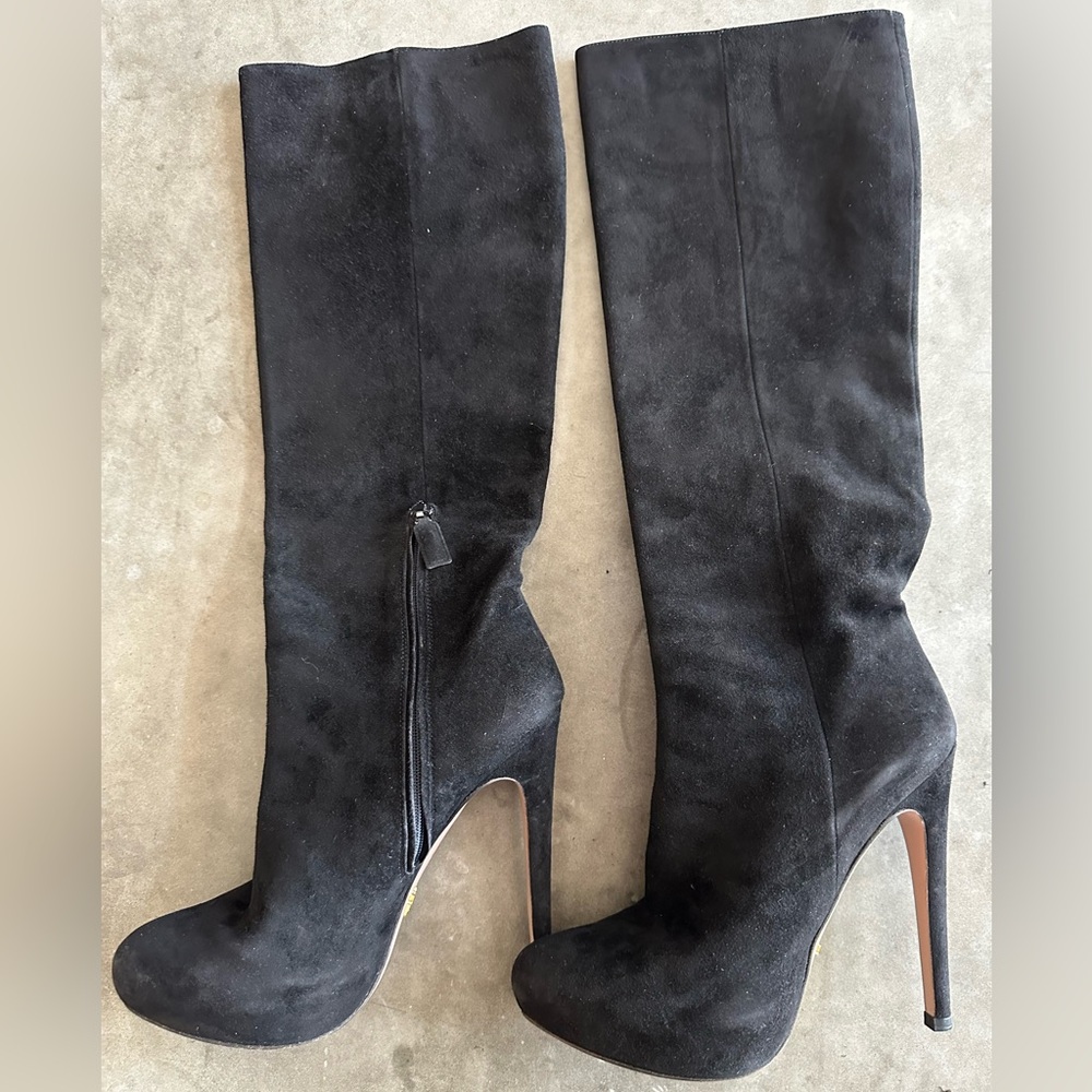 Prada Black Suede Boots. 35.5